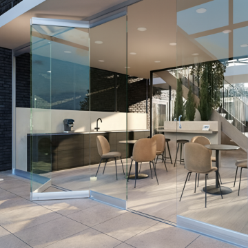 Glazen vouwdeuren met vouwdeursysteem | Glazen deuren aan één zijde rail | Kies de gewenste glasafwerking en bestel gemakkelijk online bij Ironw@re