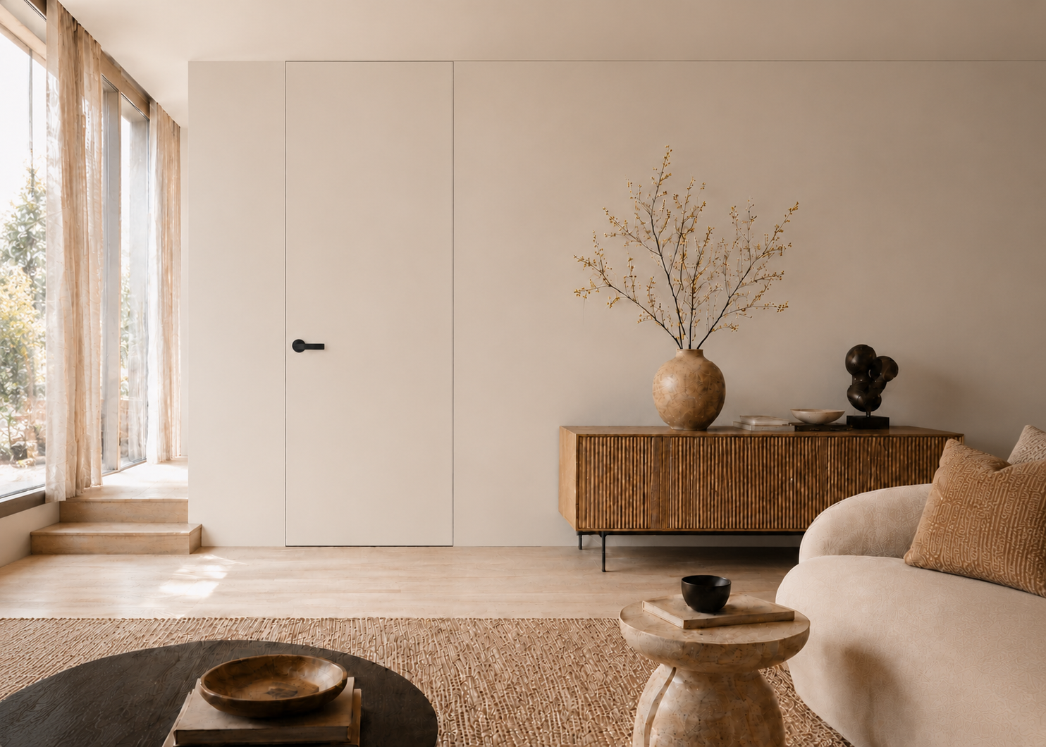 Modern minimalistisch interieur met deur